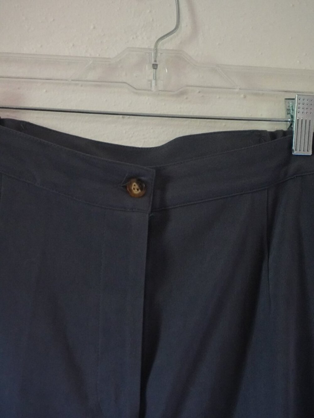 Orvis Faux Suede Pants Women 14 Blue High Rise Straight Leg Pleated Stretch - Picture 3 of 4